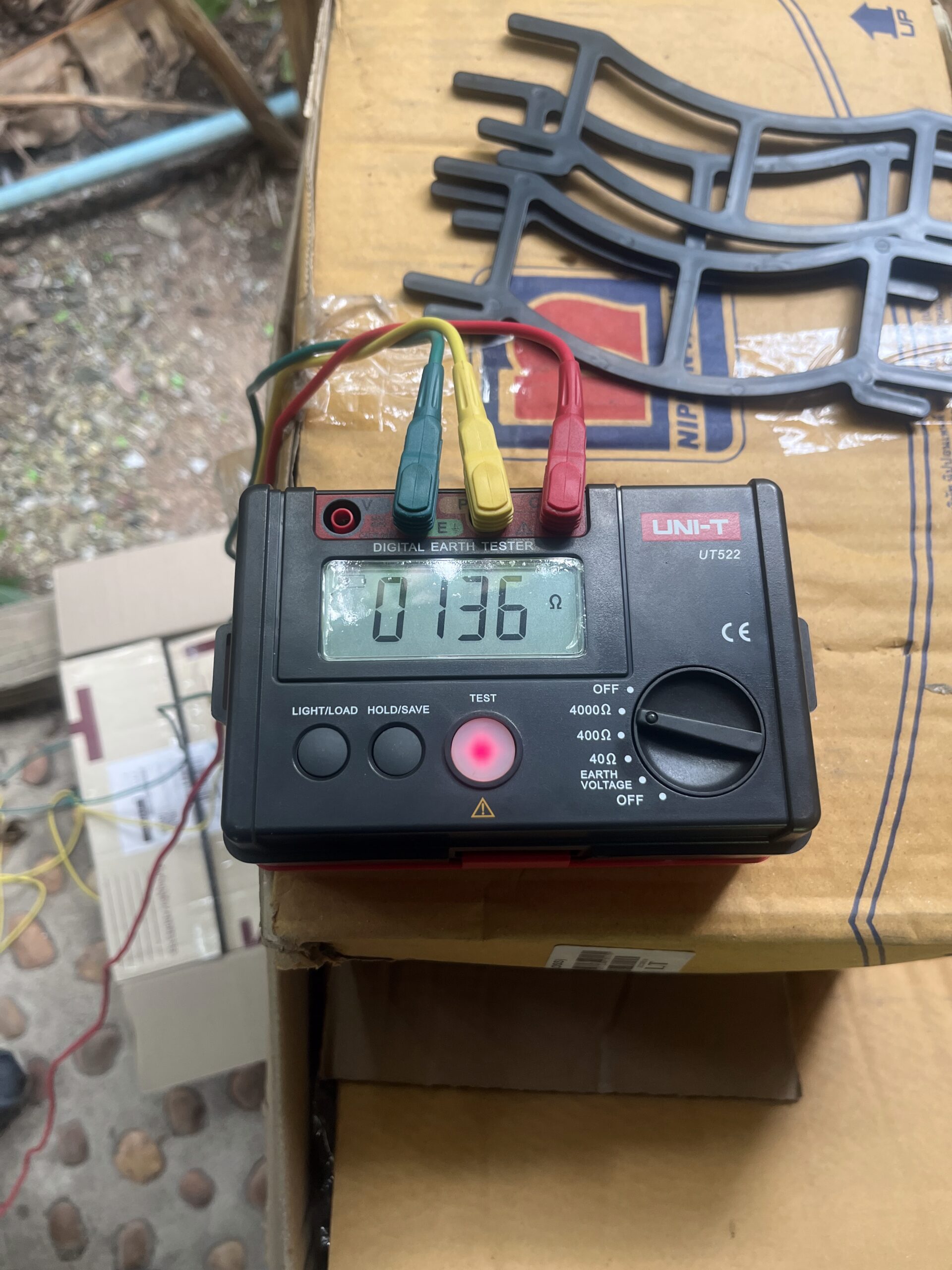 ACES Pattaya electrical technician conducting digital earth grounding resistance and loop impedance testing