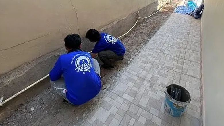 ACES Pattaya electrical technicians troubleshooting and reconfiguring outdoor garden landscape lighting wiring after a circuit fault