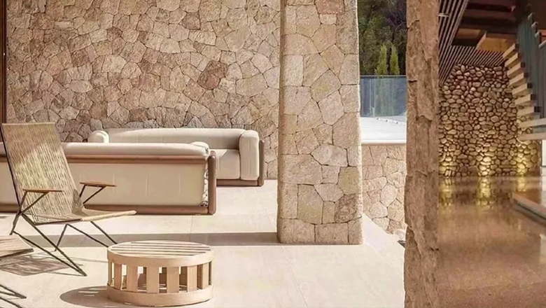 Luxury villa interior architecture and natural stone wall cladding design by ACES Pattaya