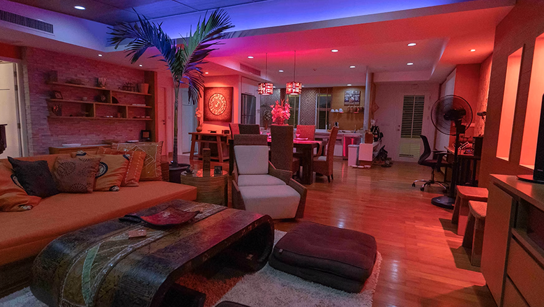 ACES Pattaya custom interior architectural mood lighting featuring warm ambient LED cove illumination in a luxury lounge