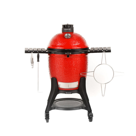 Kamado Joe Classic III red ceramic charcoal barbecue grill on heavy-duty cart supplied by ACES Pattaya