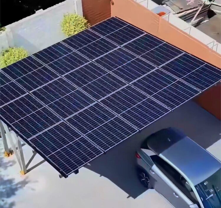 Solar carport installation providing vehicle shade and clean energy generation in Pattaya.