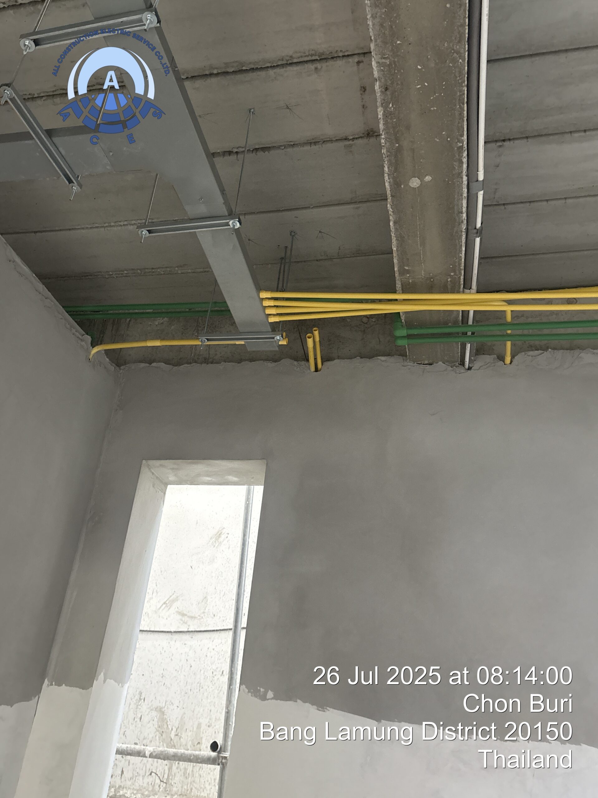 Overhead galvanized cable tray and color-coded conduit containment system Pattaya